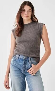 Faherty Colette Sweater Tee Women's Yak/Merino Wool Blend Charcoal Brown Sz S